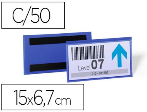 Bolsa durable magnetica 150x67 mm plastico azul janela transparente pack de 50 unidades , Durable , 155892 , 4005546109015
